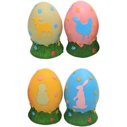 4-pack Påskägg Resin Figur Dekoration Påskägg Bord Dekoration, Påskägg Vårfest Dekorationer Bord Påskägg Mittpunkt