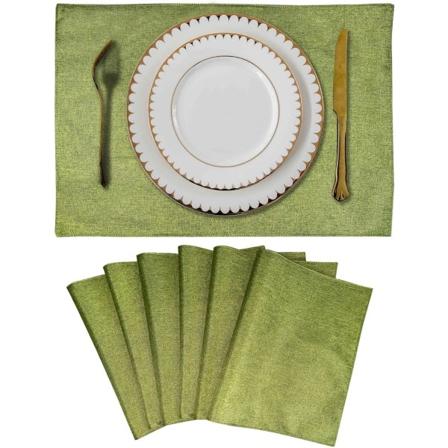 Linnedsplaceringsmåtter Sæt med 2, 48cm x 33cm, Varmebestandige, Vaskbare og Skridsikre, til Bordsdekoration, Køkken, Restaurant, Grøn