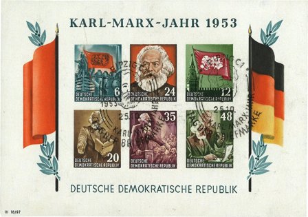 DDR 1953 - MICHEL blok 8B - Utakket miniark - Stemplet