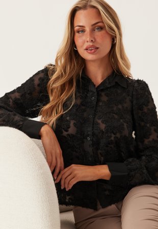 Pieces Pcmiara Ls Shirt Black Vaatteet