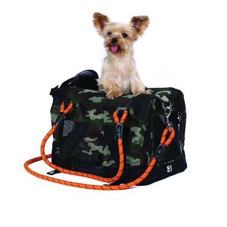 Bärväska - M PETS - REMIX 2 in 1 Camouflage & Orange - 41 x 28 x 28 cm - Vikbar - Lättvikt - Selebälte
