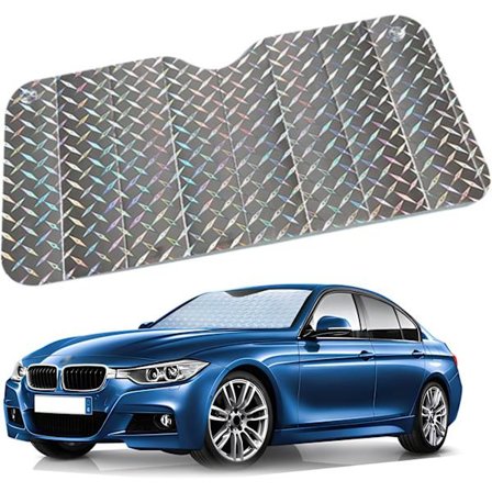 Solskydd för bilvindruta, 130x60 cm Silver UV-skydd - Vikbar värmereflektor för sedaner, Universell passform Solskydd håller V