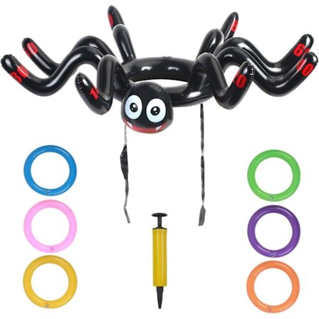 Puhallettava hämähäkkilakki, hämähäkinheittolelu, hämähäkinjalkojen maalipeli 6 kpl värikkäillä heittorenkailla lapsille ja aikuisille sisätiloissa