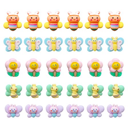 30 st Mini Bi- och Fjärilsblommor Väggdekoration H-formade Spikar