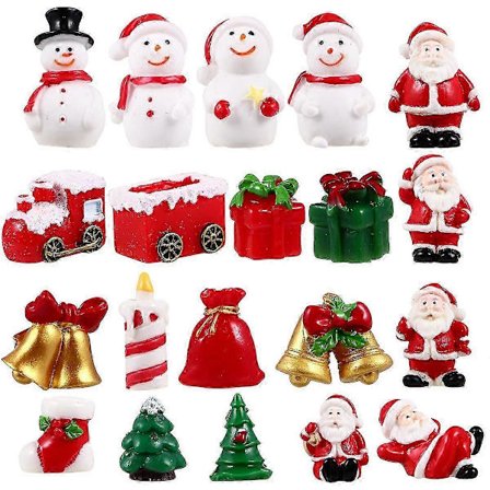 20 st Skrivbordsdekorationer Snögubbe Jultomte Miniatyrer Figurin Juldekoration Harts Miniatyrhänge [D]