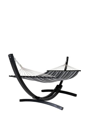 House Nordic Nira - Hammock On Wooden Stand, Larch, Polyester/Cotton, Black/Grey/White - Grey - 120X120X320CM