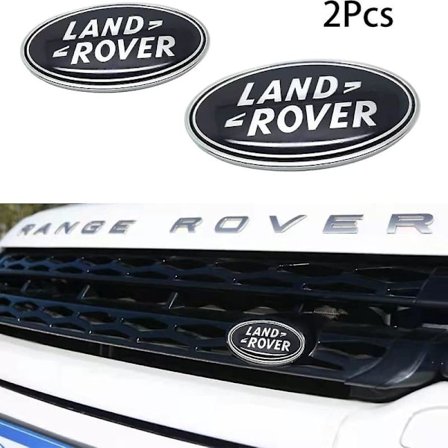 2 stk. passer Land Rover grillmerke bakluke ovalt emblem klistremerke, passer Land Rover Range Rover emblem navneskilt (svart)-FD-