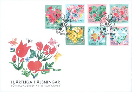 Sverige - Hjertevarme hilsener - Førstedagskuvert