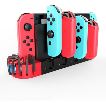 Switch-kontrollerlader for Nintendo Switch/Switch OLED-modell, Switch-ladedokk med 9 spill