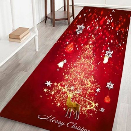 Jouluinen juoksija matto Joulukuusen matto Flanelli Aluematto Konepestävä Lattiamatto Kylpyhuonematto Olohuoneeseen Eteinen-40x120cm