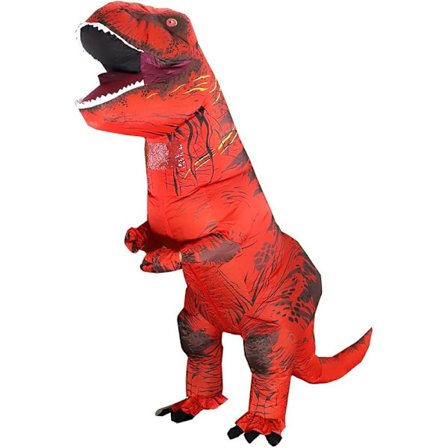 Dinosaur Kostume til Voksne Oppustelig T-REX Kostume Sjovt Halloween Dinosaur Kostume Fest Cosplay Fancy Dress Jumpsuit, Rød
