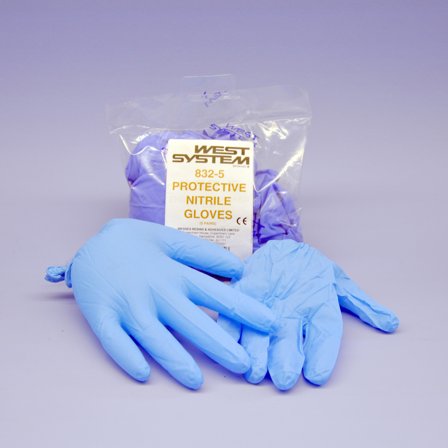 Latex gloves / disposable gloves West System 832-5 Disposable Gloves, One-Size, blue, 5-pack