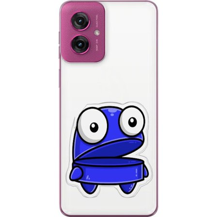 Kompatibel Mobilcover til Motorola Motorola Moto G55 Blå tegneseriefigur med åbent udtryk og store øjne i sjov illustration