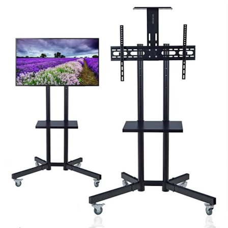 Stöd TV På Stativ - TD - Mobilvagn - Svart - 32" till 65" - Hjul