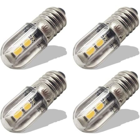 E10 LED-lamppu 220V 230V AC Energiaa säästävä LED-lamppu 8mm Ruuvikanta 3030 4SMD Chipsets LED Päivityslamppu, Lämmin valkoinen (4 kpl)