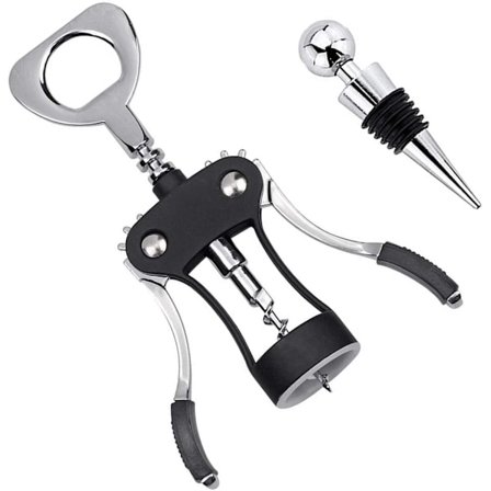 Multifunktionel Vingeprop Vinåbner til alle korkpropper og ølflasker, tjenere - Sort