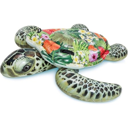 Intex Realistisk Uppblåsbar Havssköldpadda Ride-On Pool Float med Kraftiga Handtag för Poolflottar och Uppblåsbara Ride-Ons