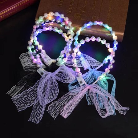 4-pack lysande pärldiadem för kvinnor, LED-diadem neon håraccessoarer