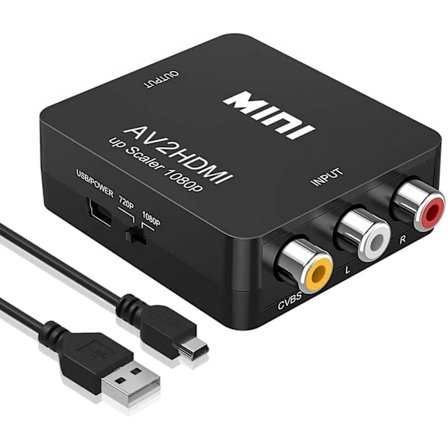 Sort - Videosignalomformer (AV til HDMI) AV2HDMI av til hdmi av