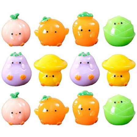 12 stk. Mini grøntsagsænder i resin, figurer, miniature grøntsagsænder, statuer, miniaturedekorationer