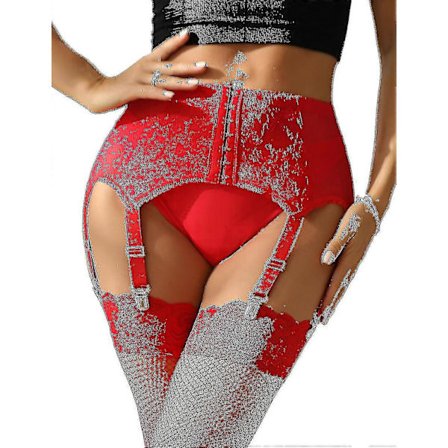 Dame Strømpebånd Plus Size Blonde Strømpebånd Og 6 Metalklemmer Justerbart Undertøj Strømpebukser U Red