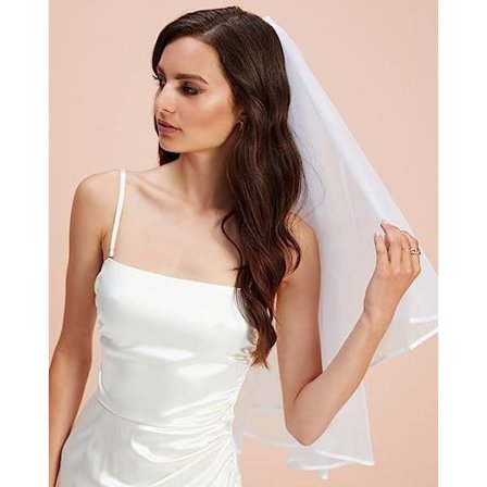 Klassisk brudeslør til brudekjole med kam
