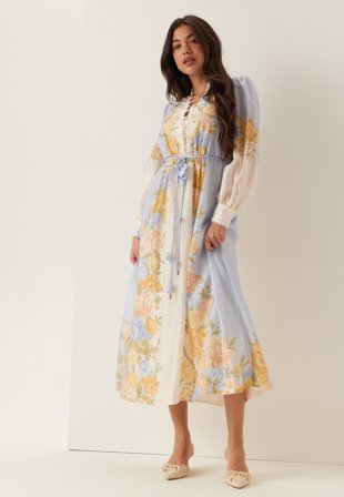 FOREVER NEW - Christina Placement Print Midi - Blue Mercia Floral - Kläder - - Bubbleroom