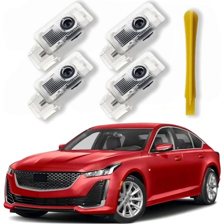(4 ST) LED-bildörrlampor som aldrig bleknar, logotyp välkomstlampor kompatibla med CT6 XT4 XT5 XTS ATS SRX