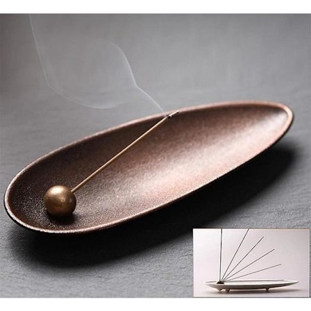 Bronze Metal Røkelseholder til Pinde, Røkelseholder, Askeopsamler til Røkelse til Yoga, Meditation og Hjemindretning (Bronze)