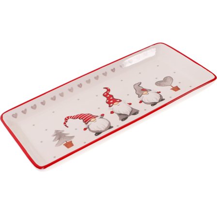 Keraaminen joululautanen suorakulmainen tarjoiluvati joulupäivällisvati - aaltomuotoinen kulho salaatille pastalle juustolle alkupalalle pihville