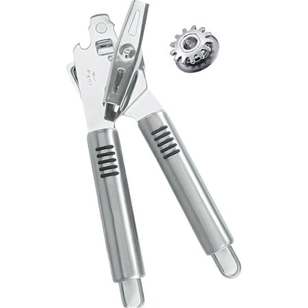 Multifunksjonell 3-i-1 boksåpner med ekstra blad - Rustfri boksåpner med glatt snitt - Kraftig boksåpner