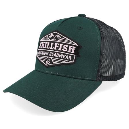 Skillfish - Grønn trucker Caps - Blackberry Logo Dark Forest/Black/Pink A-frame @ Hatstore