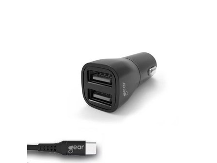 GEAR BY CARL DOUGLAS Laddare Bil 2xUSB 3.4A USB-C 2.0 1m - Lyreco - Datorprodukter - Surfplattor och smartphones - Laddare - Bil