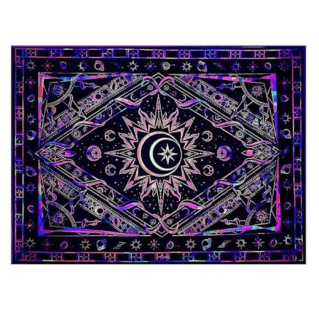 Tapet til soverom estetisk romdekor veggteppe svartlysreaktivt svart lys