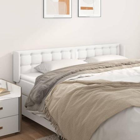 Vidaxl Huvudgavel Med Kanter Vit 183x16x78/88 Cm Konstläder Vit