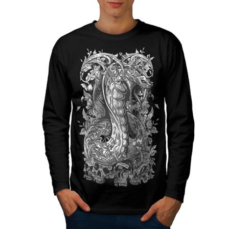 Horror Snake Dead Fantasy Men Blacklong Sleeve T-shirt | Wellcoda M