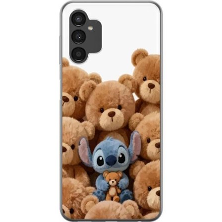 Kompatibel Mobilcover til Samsung Samsung Galaxy A04s Sød og sikker illustration med Stitch omgivet af bamser, der skaber en varm og legende følelse