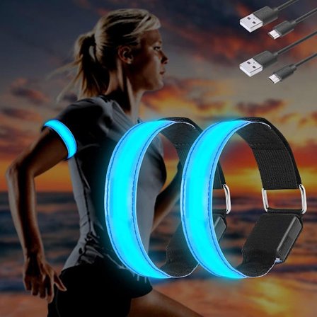 LED Armbånd USB Genopladeligt - 2-pak Refleksbånd - Til Løb, Jogging & Sport - Til Voksne & Børn - Sikkerhedslys