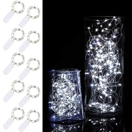 10-pak 1m Mini LED Lysstreng Batteridrevet Kold Hvid_qq