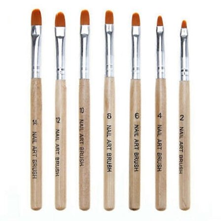 7 stk. træ neglemaling fototerapi pen pensel akryl gel forlænger builder QinHai
