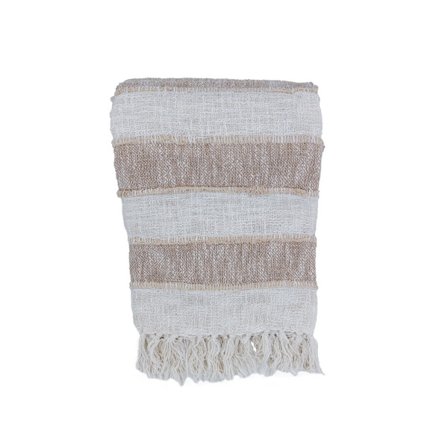 Dekorativt tæppe 180x240cm beigehvidt stof