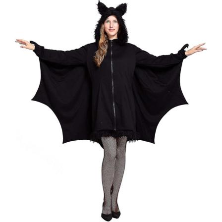 Halloween Kostume Kvinder Bat Cozy Sort Dyr Voksen Cosplay Vampyr Lynlås Kjole XXL