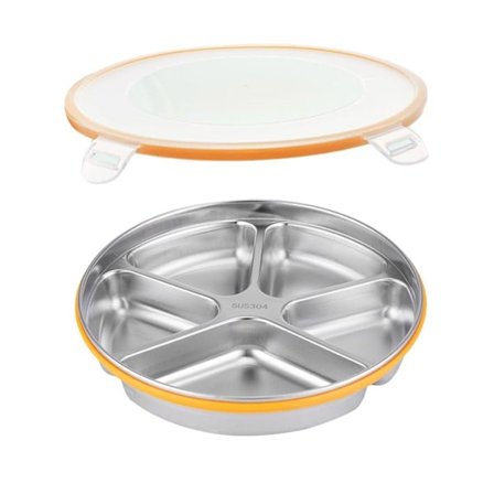 Matboks med flere rom og lokk, fem rom, matoppbevaring, frukttallerken