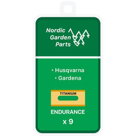 Nordic Garden Parts Endurance titaanipinnoitetut terästerät Husqvarnalle ja Gardenalle 9 kpl