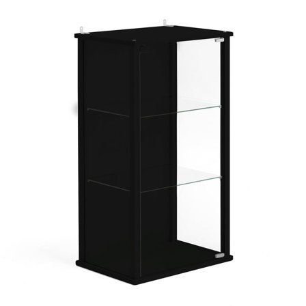 Vitrineskab, vægmodel, 920x500x350 mm, sort