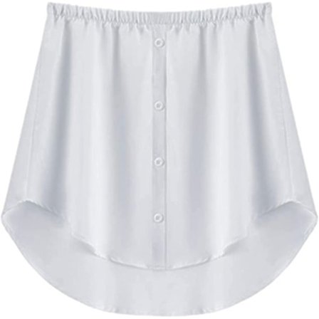 Paita pidennys säädettävä kerrostus teko yläosa alempi pyyhkäisy helma joustava vyötärönauha minihame (valkoinen, M)