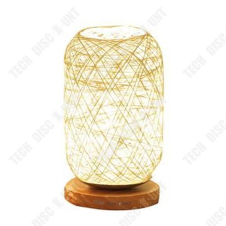 Bordslampa - TD - Takraw - Uppladdningsbar LED - Massivt trä - Hampasnöre