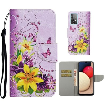 Wonderland Samsung Galaxy A52 5G flip kuoret - Keltainen Kukka