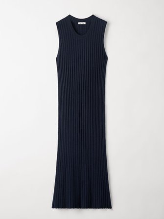 Soft Goat - Ribbed Dress - Cashmere dress - L - Navy