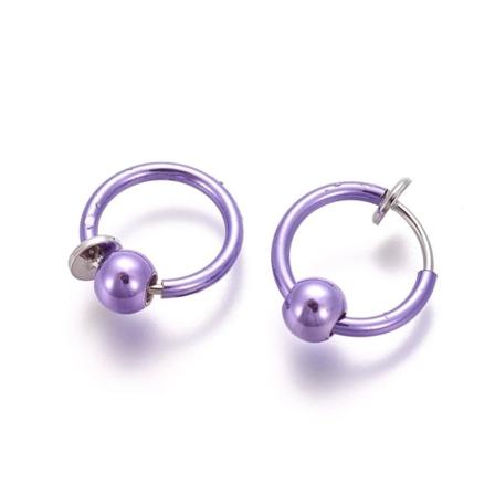 REA___REA_1 Par Lila Clip On Ringar med avtagbara kulor 13 mm Ø Purple